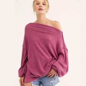 Free People Pink Off-Shoulder Sweater